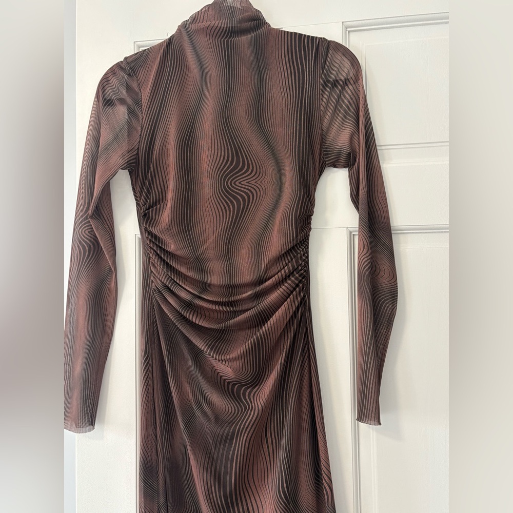 Zara Brown and Black Midi Dress